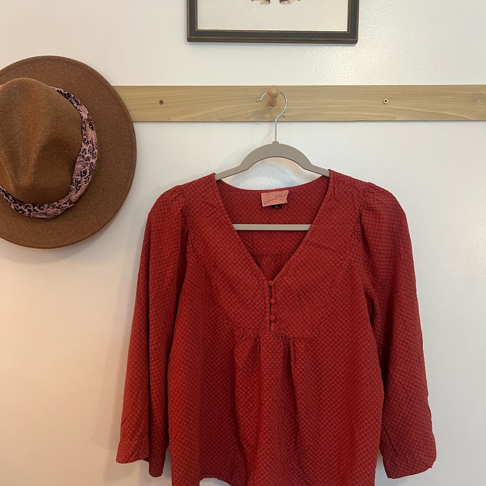 Universal Thread Women's Burnt Orange V-Neck Blouse